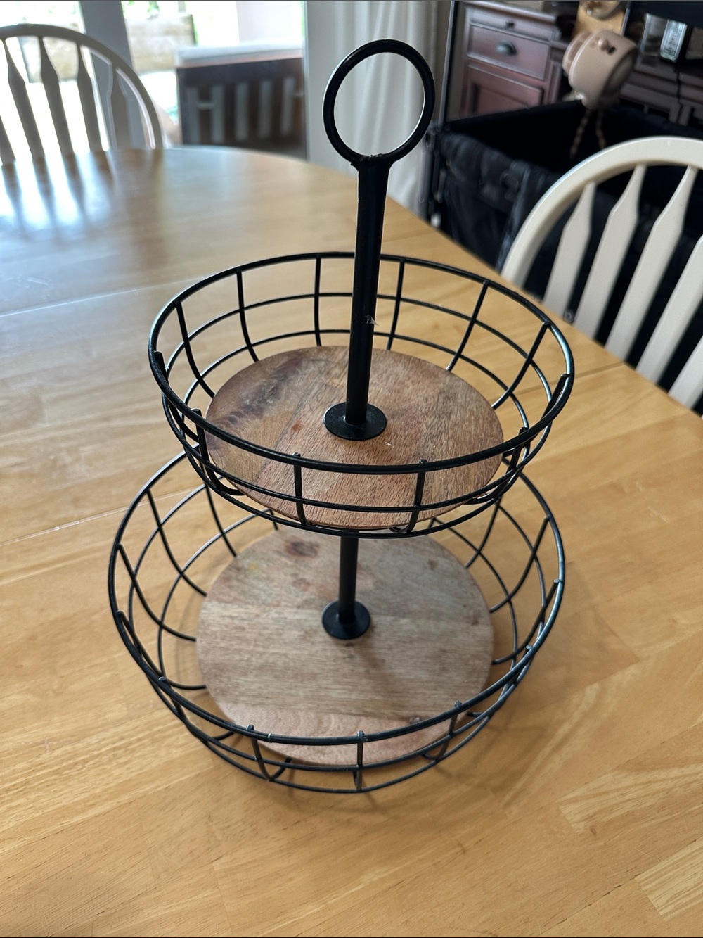 Threshold Black Wire and Wood Two-Tier Server